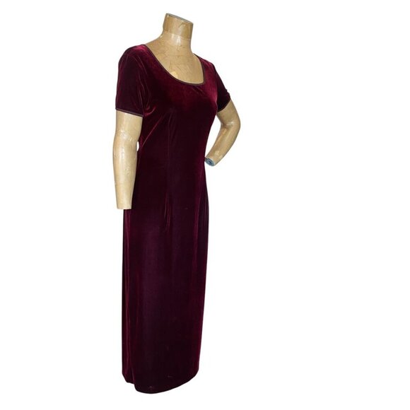VTG  Robbie Bee Stretch Velvet Long Midi Dress Sz 10 Burgundy Red #342C - Picture 3 of 10